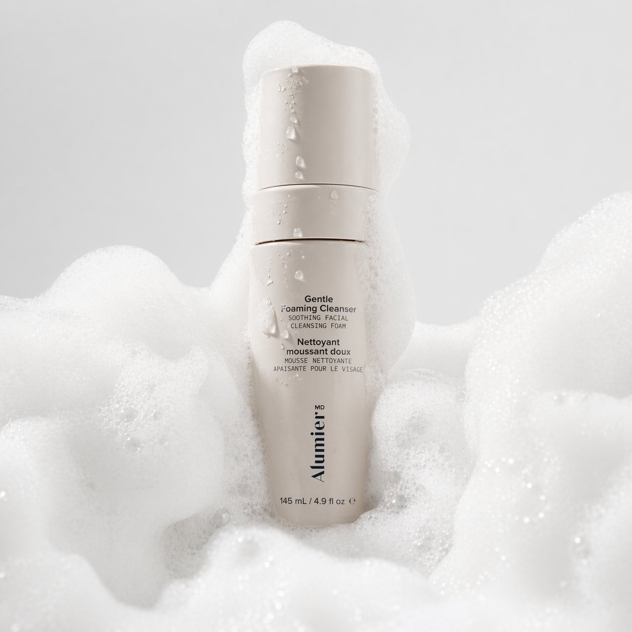 Alumier Gentle Foaming Cleanser with foam